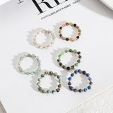 Small Natural Stone Faceted Beads Ring, Boho Gemstone Beads Jewelry AL1323