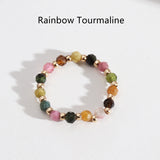 Small Natural Stone Faceted Beads Ring, Boho Gemstone Beads Jewelry AL1323