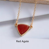 Triangle Natural Stone Necklace, Gemstone Jewelry, Everyday Necklace AL1324