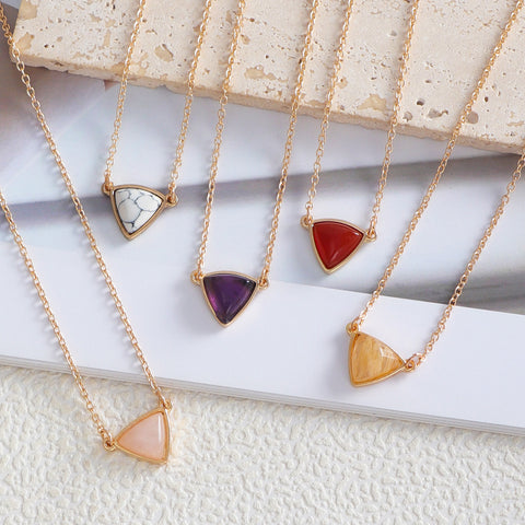 Triangle Natural Stone Necklace, Gemstone Jewelry, Everyday Necklace AL1324