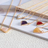 Triangle Natural Stone Necklace, Gemstone Jewelry, Everyday Necklace AL1324