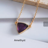 Triangle Natural Stone Necklace, Gemstone Jewelry, Everyday Necklace AL1324