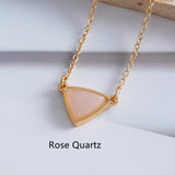 Triangle Natural Stone Necklace, Gemstone Jewelry, Everyday Necklace AL1324