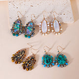 Bohemian Big Abalone and White Shell Beads Earrings, Handmade Summer Jewelry AL1325