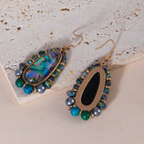 Bohemian Big Abalone and White Shell Beads Earrings, Handmade Summer Jewelry AL1325