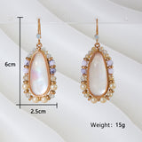 Bohemian Big Abalone and White Shell Beads Earrings, Handmade Summer Jewelry AL1325