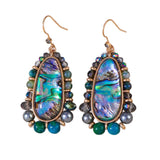 Bohemian Big Abalone and White Shell Beads Earrings, Handmade Summer Jewelry AL1325