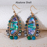Bohemian Big Abalone and White Shell Beads Earrings, Handmade Summer Jewelry AL1325