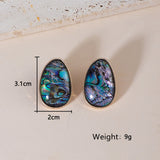 Big Egg Shape Abalone and White Shell Stud Earrings, Boho Summer Jewelry AL1326