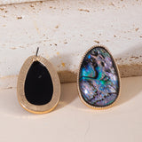 Big Egg Shape Abalone and White Shell Stud Earrings, Boho Summer Jewelry AL1326