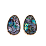Big Egg Shape Abalone and White Shell Stud Earrings, Boho Summer Jewelry AL1326