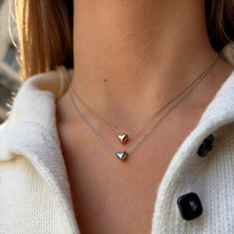 Dainty Gold Heart Pendant Necklace, Stainless Steel Chain, Minimalist Summer Jewelry AL1328