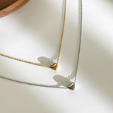 Dainty Gold Heart Pendant Necklace, Stainless Steel Chain, Minimalist Summer Jewelry AL1328