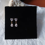 Dainty CZ Heart Drop Stud Earrings, Stainless Steel Dangle Studs, Summer Jewelry AL1329