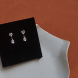 Dainty CZ Heart Drop Stud Earrings, Stainless Steel Dangle Studs, Summer Jewelry AL1329