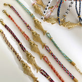 Stainless Steel Gold Plated Fish Charm Colorful Cord Bracelet, Tarnish Resistant, Adjustable, Cute Summer Gift AL1330