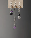 1 Pcs Silver Natural Stone & Freshwater Pearl Beads Drop Stud Earring, Stainless Steel, Cool Summer Jewelry AL1331