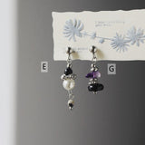 1 Pcs Silver Natural Stone & Freshwater Pearl Beads Drop Stud Earring, Stainless Steel, Cool Summer Jewelry AL1331