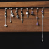 1 Pcs Silver Natural Stone & Freshwater Pearl Beads Drop Stud Earring, Stainless Steel, Cool Summer Jewelry AL1331