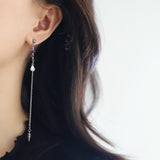 1 Pcs Silver Natural Stone & Freshwater Pearl Beads Drop Stud Earring, Stainless Steel, Cool Summer Jewelry AL1331