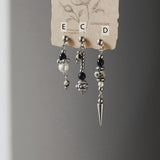 1 Pcs Silver Natural Stone & Freshwater Pearl Beads Drop Stud Earring, Stainless Steel, Cool Summer Jewelry AL1331