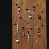 1 Pcs Silver Natural Stone & Freshwater Pearl Beads Drop Stud Earring, Stainless Steel, Cool Summer Jewelry AL1331