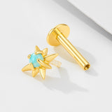 1 Pcs 925 Sterling Silver Opal Eight-Pointed Star Flat-Back Threaded Cartilage Stud Earring AL1332