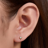 1 Pcs 925 Sterling Silver Opal Eight-Pointed Star Flat-Back Threaded Cartilage Stud Earring AL1332