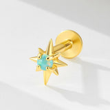 1 Pcs 925 Sterling Silver Opal Eight-Pointed Star Flat-Back Threaded Cartilage Stud Earring AL1332