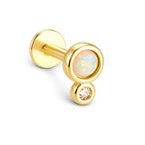 1 Pcs S925 Sterling Silver Opal Flat-Back Piercing Jewelry – Threaded Cartilage Stud for Men and Women, Diamond Dainty Earring AL1333