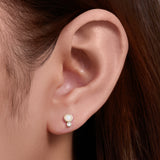 1 Pcs S925 Sterling Silver Opal Flat-Back Piercing Jewelry – Threaded Cartilage Stud for Men and Women, Diamond Dainty Earring AL1333