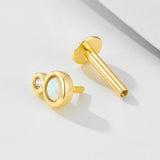 1 Pcs S925 Sterling Silver Opal Flat-Back Piercing Jewelry – Threaded Cartilage Stud for Men and Women, Diamond Dainty Earring AL1333