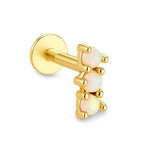 1 Pcs S925 Sterling Silver Opal Flat-Back Cartilage Stud, Threaded Earring for Men and Women AL1334