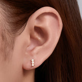 1 Pcs S925 Sterling Silver Opal Flat-Back Cartilage Stud, Threaded Earring for Men and Women AL1334
