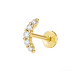 1 Pcs 925 Sterling Silver CZ Moon Flat-Back Threaded Cartilage Stud Earring, Stacking Earring AL1335
