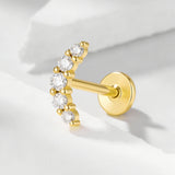 1 Pcs 925 Sterling Silver CZ Moon Flat-Back Threaded Cartilage Stud Earring, Stacking Earring AL1335