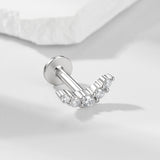 1 Pcs 925 Sterling Silver CZ Moon Flat-Back Threaded Cartilage Stud Earring, Stacking Earring AL1335