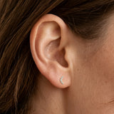 1 Pcs 925 Sterling Silver CZ Moon Flat-Back Threaded Cartilage Stud Earring, Stacking Earring AL1335