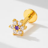 1Pcs Dainty Star Flower Helix Earrings, 925 Silver CZ Pave Cartilage Stud, Threaded Piercing Jewelry AL1338