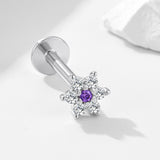 1Pcs Dainty Star Flower Helix Earrings, 925 Silver CZ Pave Cartilage Stud, Threaded Piercing Jewelry AL1338