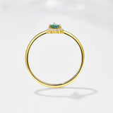 Natural Moss Agate Ring, Gold Plated 925 Silver, Dainty CZ Pave, Geometric Jewelry Gift AL1339