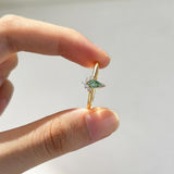 Natural Moss Agate Ring, Gold Plated 925 Silver, Dainty CZ Pave, Geometric Jewelry Gift AL1339