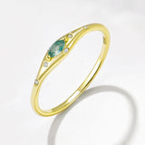 Marquise Moss Agate Gold Plated Ring, 925 Sterling Silver CZ Pave, Dainty Jewelry Gift for Her AL1340