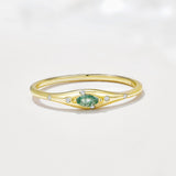Marquise Moss Agate Gold Plated Ring, 925 Sterling Silver CZ Pave, Dainty Jewelry Gift for Her AL1340