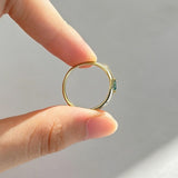 Marquise Moss Agate Gold Plated Ring, 925 Sterling Silver CZ Pave, Dainty Jewelry Gift for Her AL1340