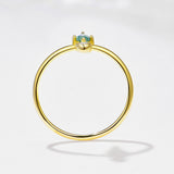 Diamond Shape Moss Agate Gold Plated Ring, 925 Silver CZ Pave, Faceted Birthstone Jewelry Gift AL1341