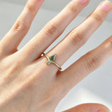 Diamond Shape Moss Agate Gold Plated Ring, 925 Silver CZ Pave, Faceted Birthstone Jewelry Gift AL1341
