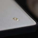 Small Cross Dangle CZ Hoop Earrings, S925 Sterling Silver with 14K Gold Plated Ear Cuff AL1343