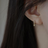 Small Cross Dangle CZ Hoop Earrings, S925 Sterling Silver with 14K Gold Plated Ear Cuff AL1343