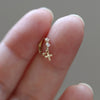 Small Cross Dangle CZ Hoop Earrings, S925 Sterling Silver with 14K Gold Plated Ear Cuff AL1343